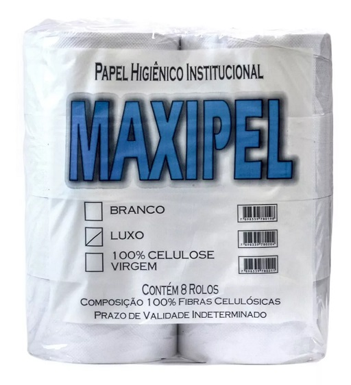 Papel Higiênico Rolão 300 Metros Branco Luxo 8 Rolos Maxpel