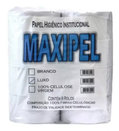 Papel Higiênico Rolão 300 Metros Branco Luxo 8 Rolos Maxpel