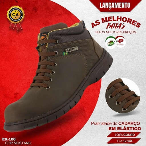 Lançamento Bota Cor Mustang Cadarço em Elástico