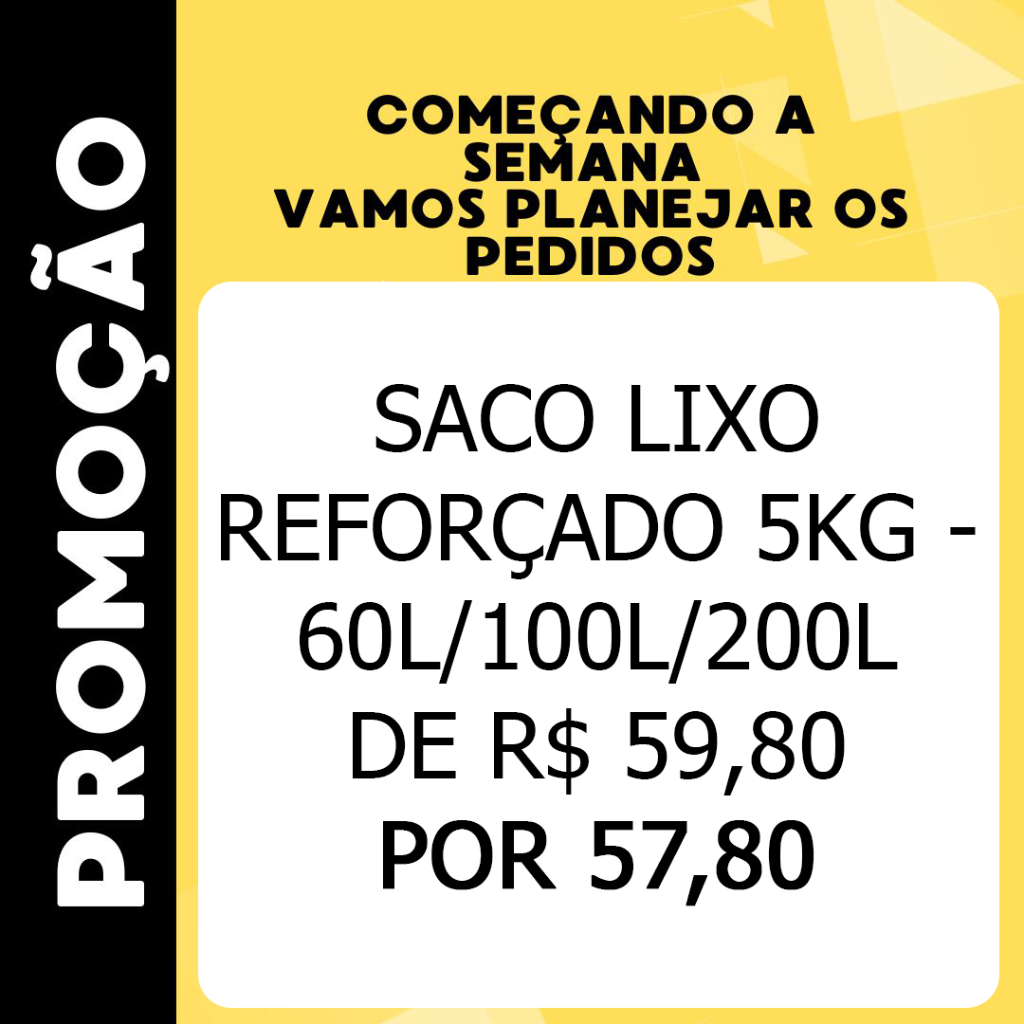 Saco Lixo Reforçado 5kg - 60L/100L/200L