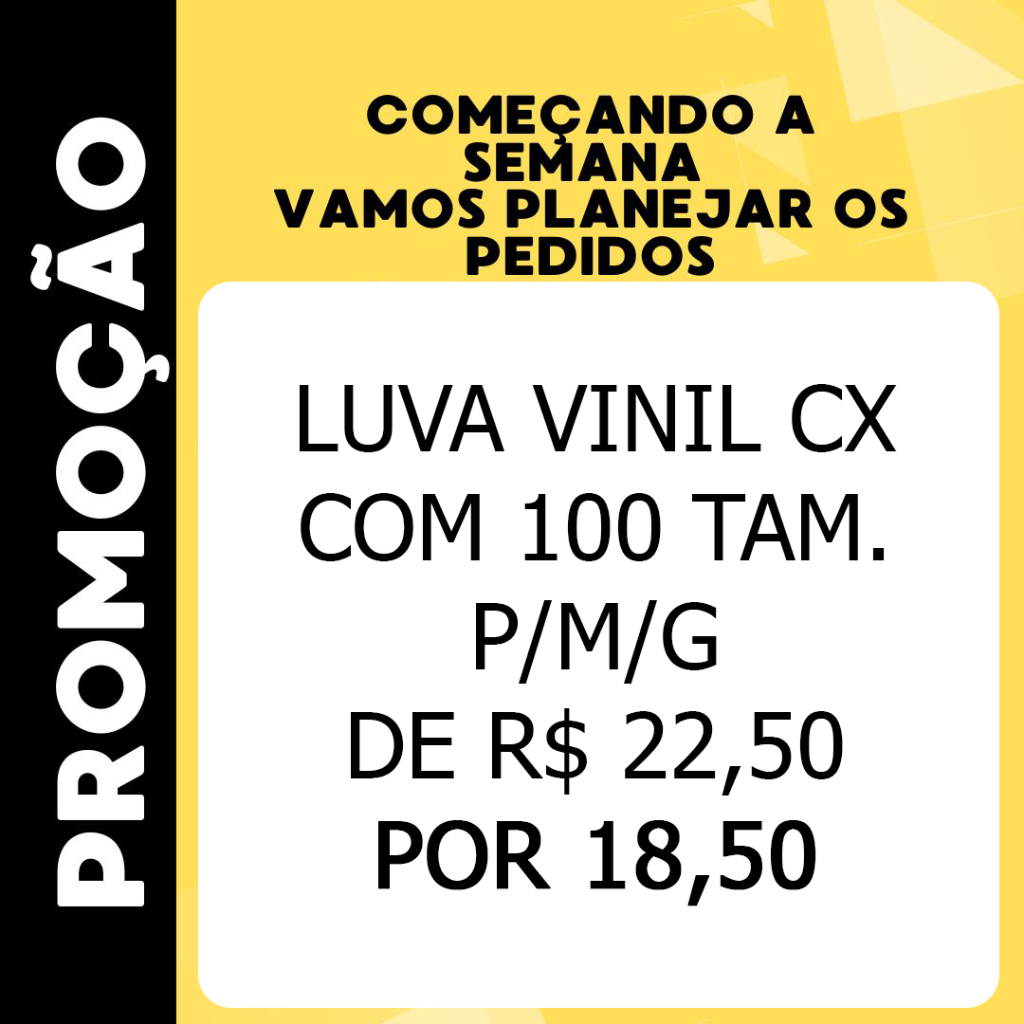 Luva Vinil Cx com 100 Tam. P/M/G