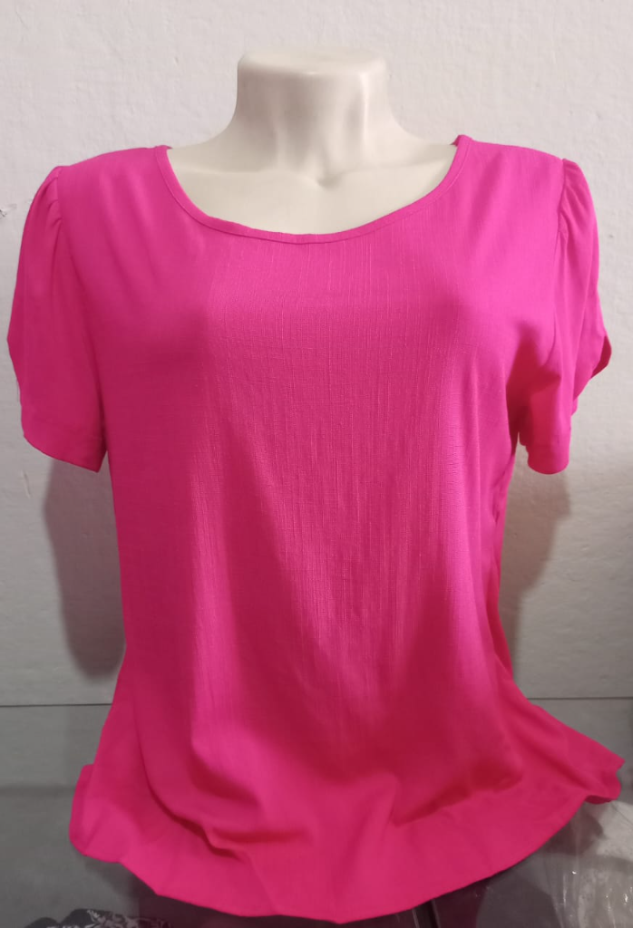 Blusa Pink manga com detalhe