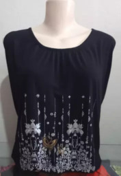 Blusa Preta Feminina Estampada