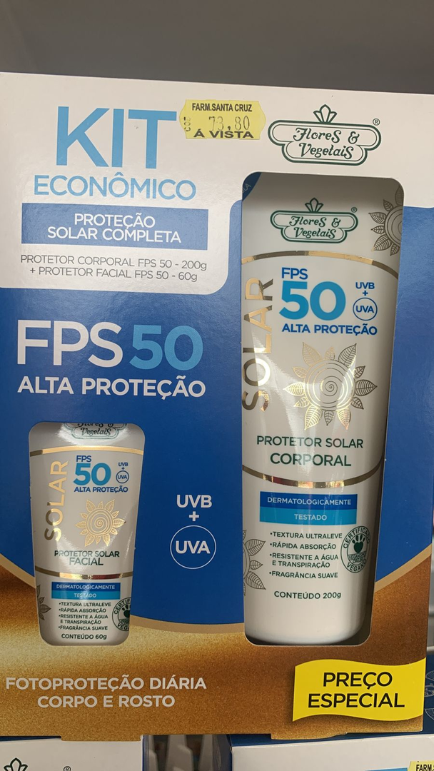 Kit Protetor Solar - fps 50 - Flores e Vegetais - Corpo e Rosto