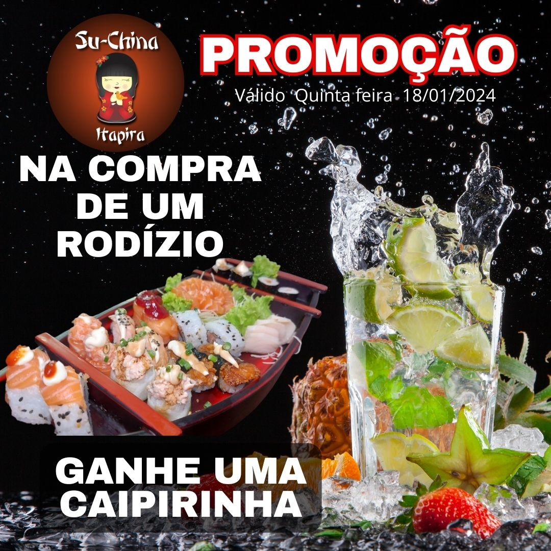 Na compra de 1 Rodízio, Ganhe 1 Caipirinha.