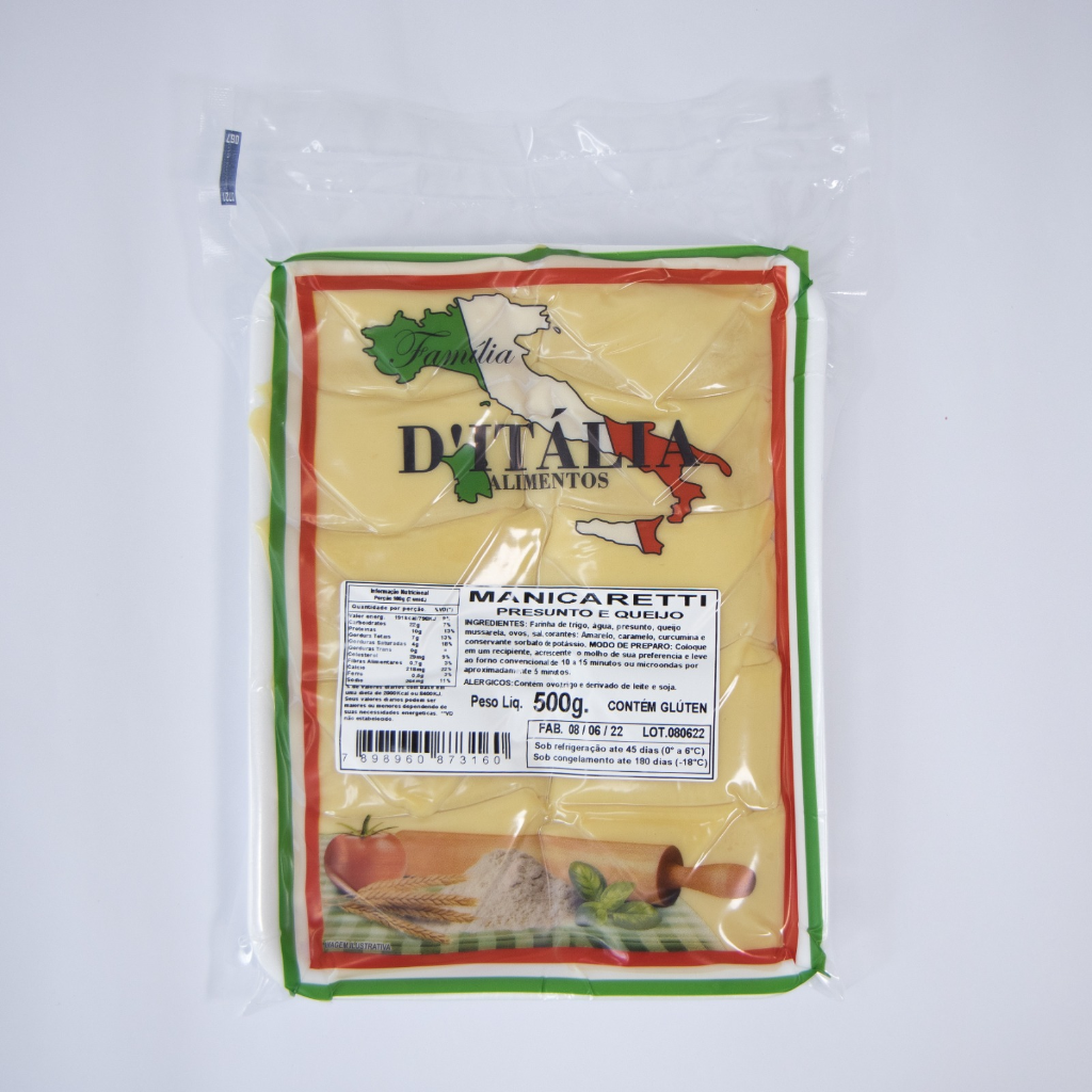 Manicaretti 500grs - Presunto e Queijo