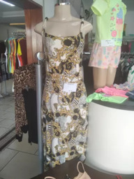 Vestido Estampado com Flores Amarelo e Branco