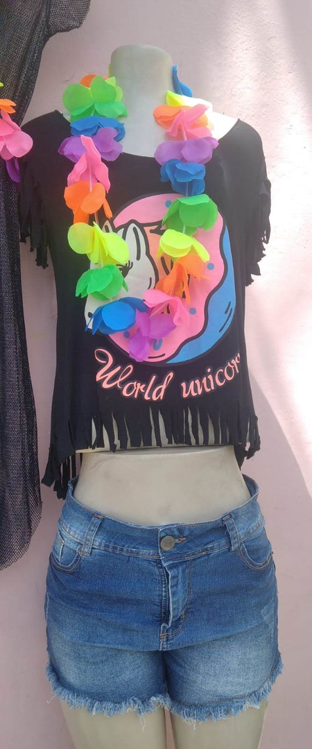 Conjunto Camiseta Unicôrnio e Short Jeans