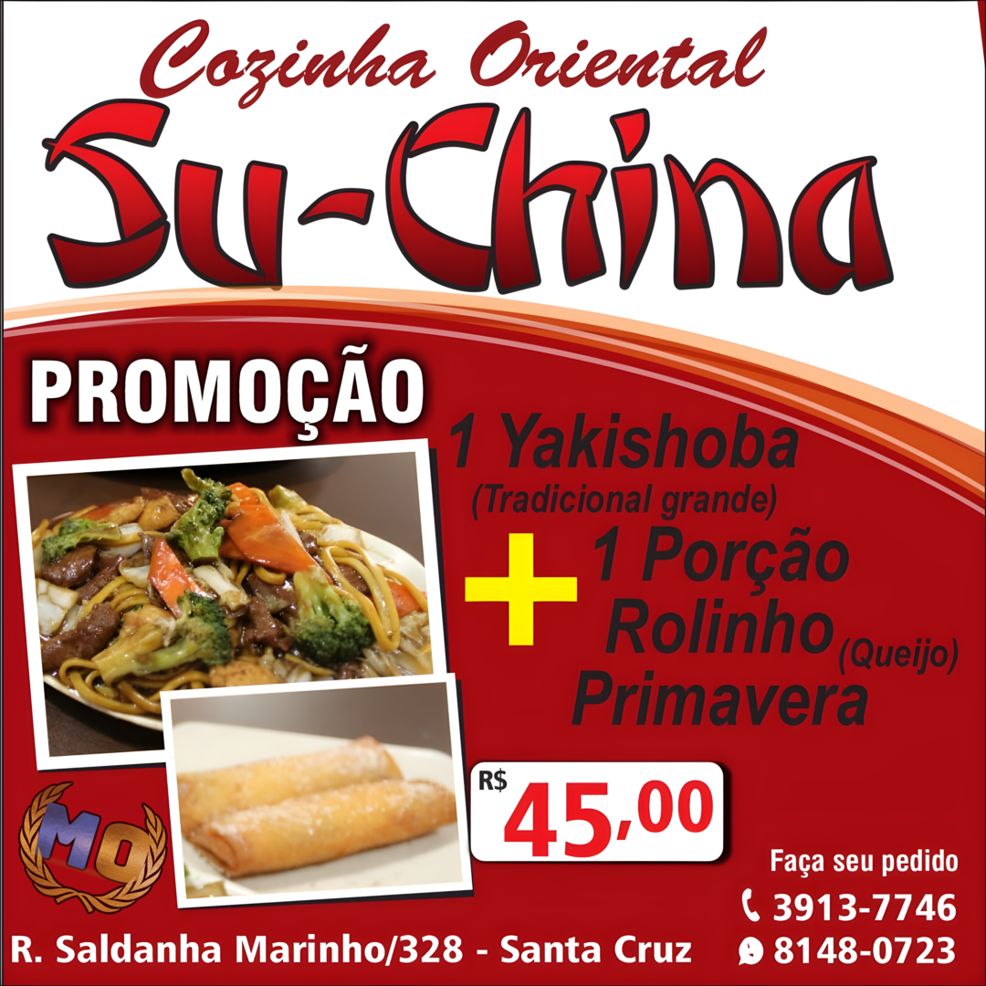 1 Yakishoba (Tradicional grande) + 1 Porção Rolinho Primavera