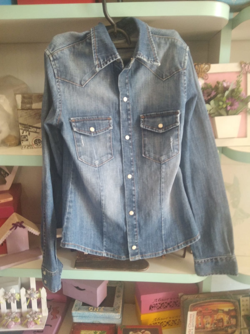 Blusa Jeans Manga Longa
