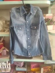 Blusa Jeans Manga Longa