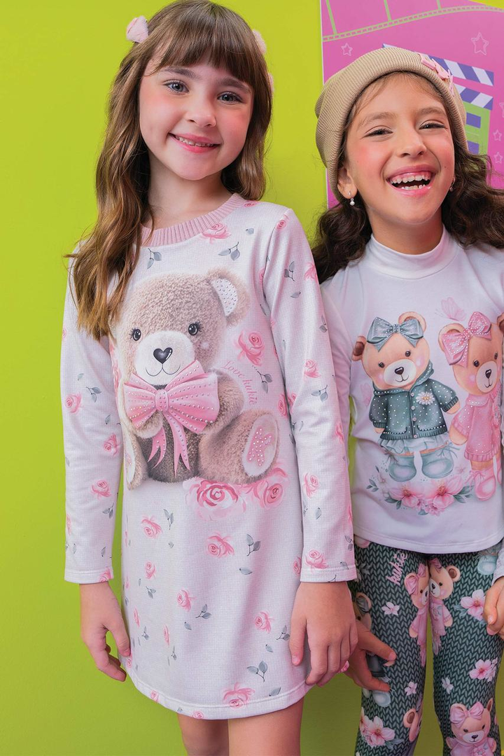 Vestido Infantil Inverno Ursinha Love Kukie