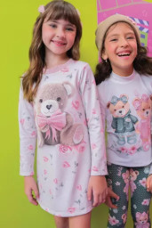 Vestido Infantil Inverno Ursinha Love Kukie