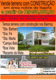 Vende terreno com CONSTRUÇÃO em área nobre de Itapira