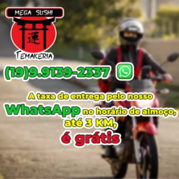 Taxa de Entrega grátis pelo Whatsapp, no horário de almoço, até 3KM!