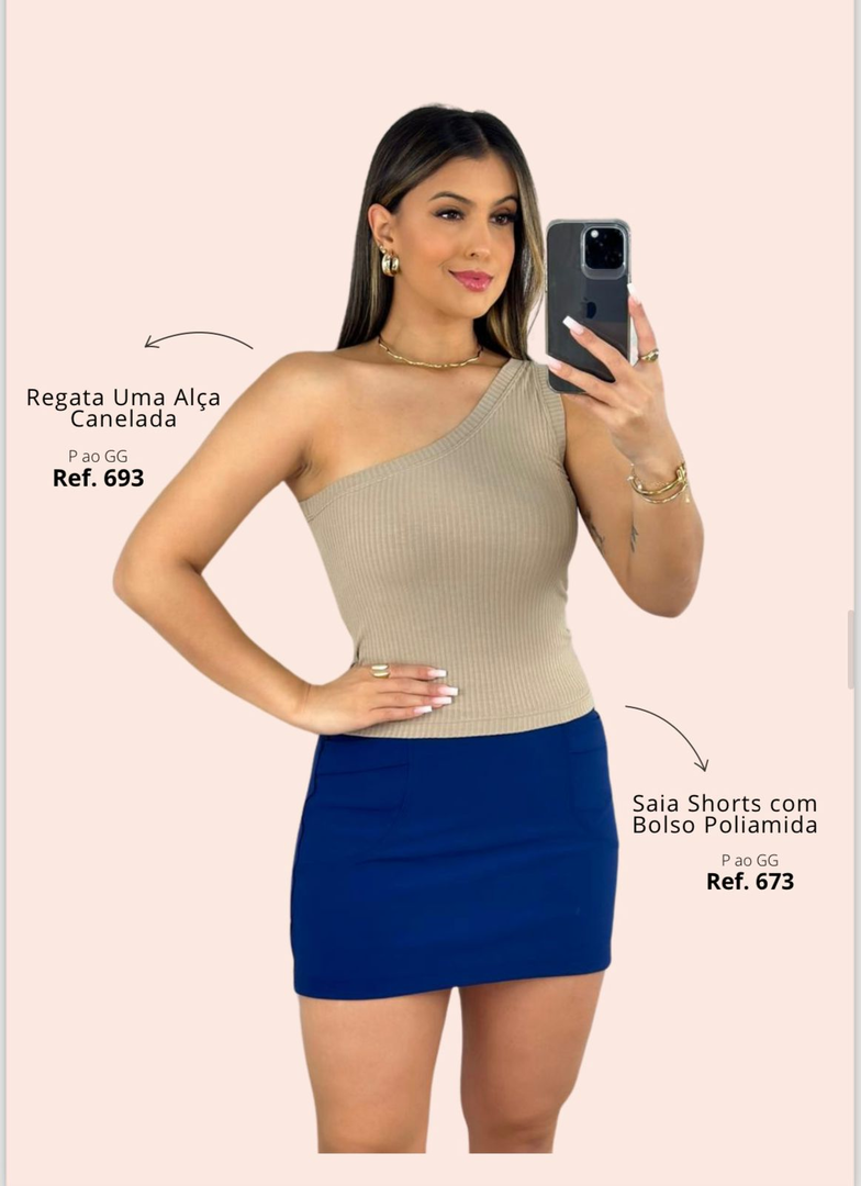 Regata uma Alça, Saia Shorts