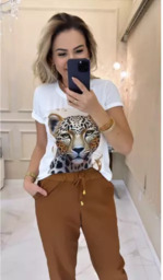 Blusa de Onça, Calça Marron