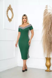 Vestido Verde  - Detalhe Ombro