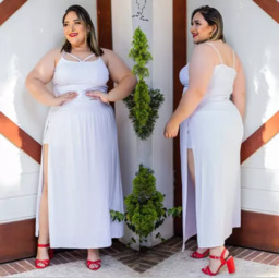 Conjunto feminino Plus Size Cropped com saía short por baixo Branco