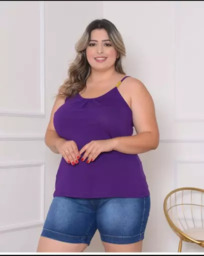 Blusa Bata Plus Size Alças Finas com Detalhe Fivela Básica