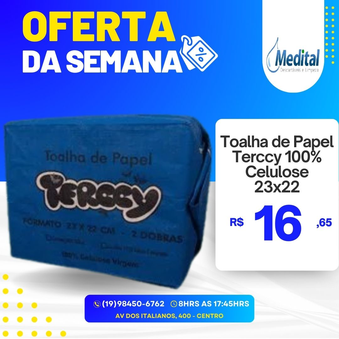 Toalha de Papel Terccy 100% Celulose 23x22