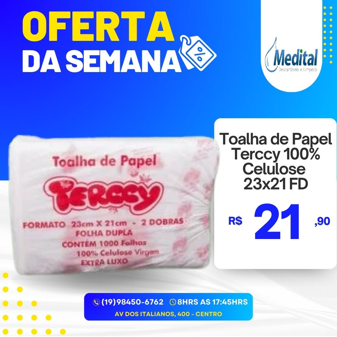 Toalha de Papel Terccy 100% Celulose 23x21FD
