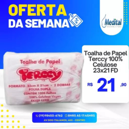 Toalha de Papel Terccy 100% Celulose 23x21FD