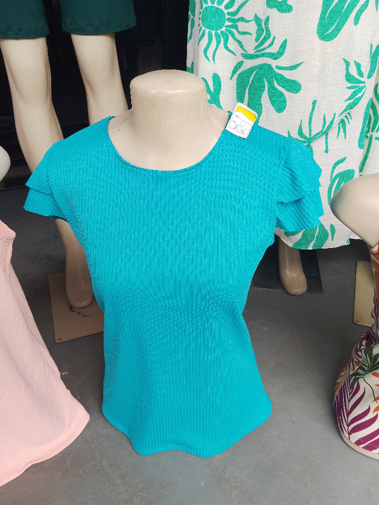Blusa Azul Feminina Manguinha