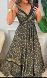 Vestido Seda Indiano Várias Estampas