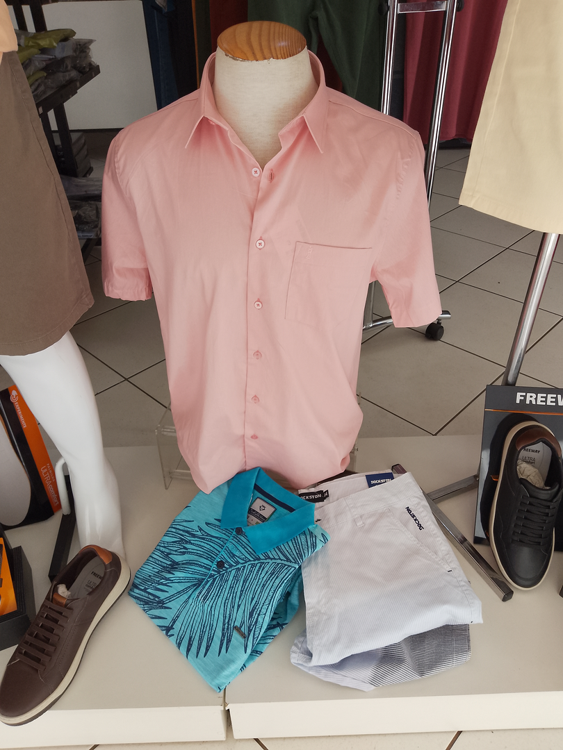 Camisa Social Masculina Manga Curta