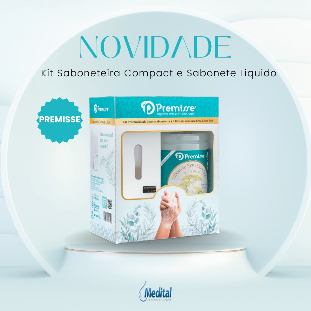 NOVIDADE Kit Saboneteira Compact e Sabonete Líquido