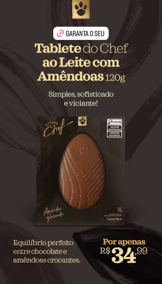 Tablete do Chef ao Leite com Amêndoas
