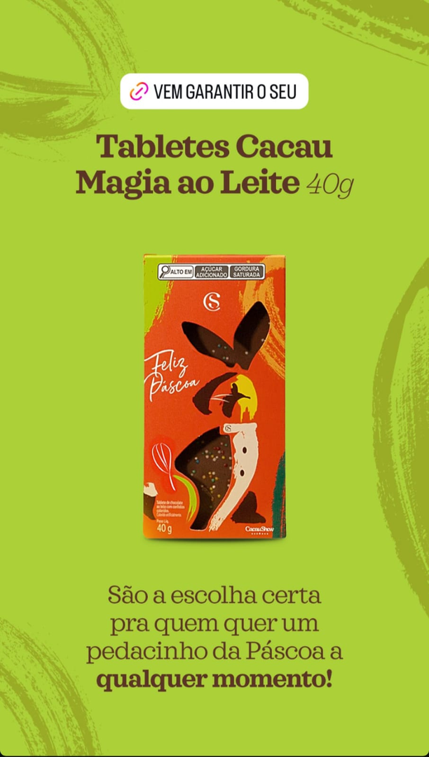 Tablete Cacau Magia ao Leite
