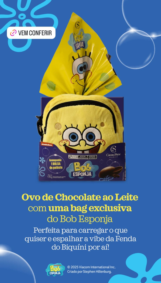 Ovo de Páscoa ao Leite Mochila Bob Esponja