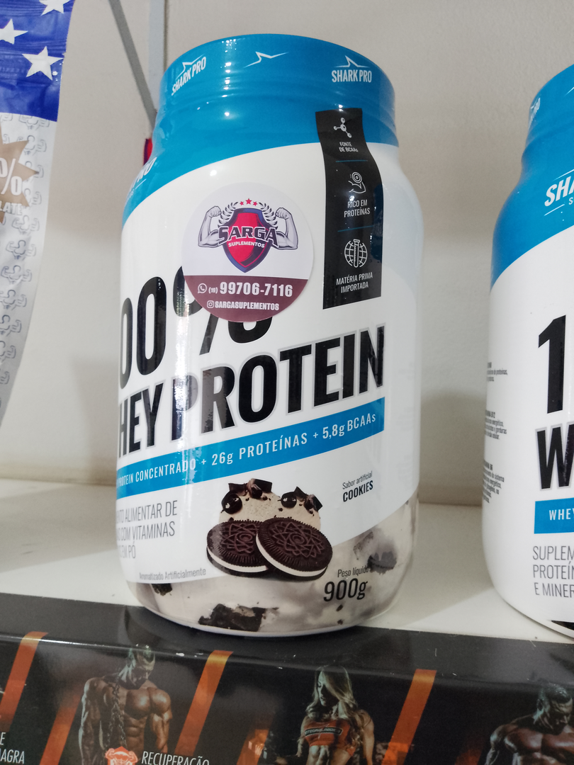 100% Whey Protein Concentrado 900g - Shark Pro Sabor Cookies