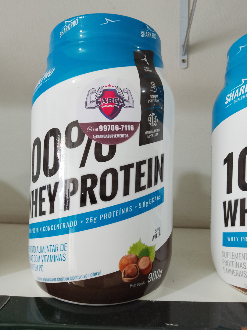 100% Whey Protein Concentrado 900g - Shark Pro Sabor Avelã