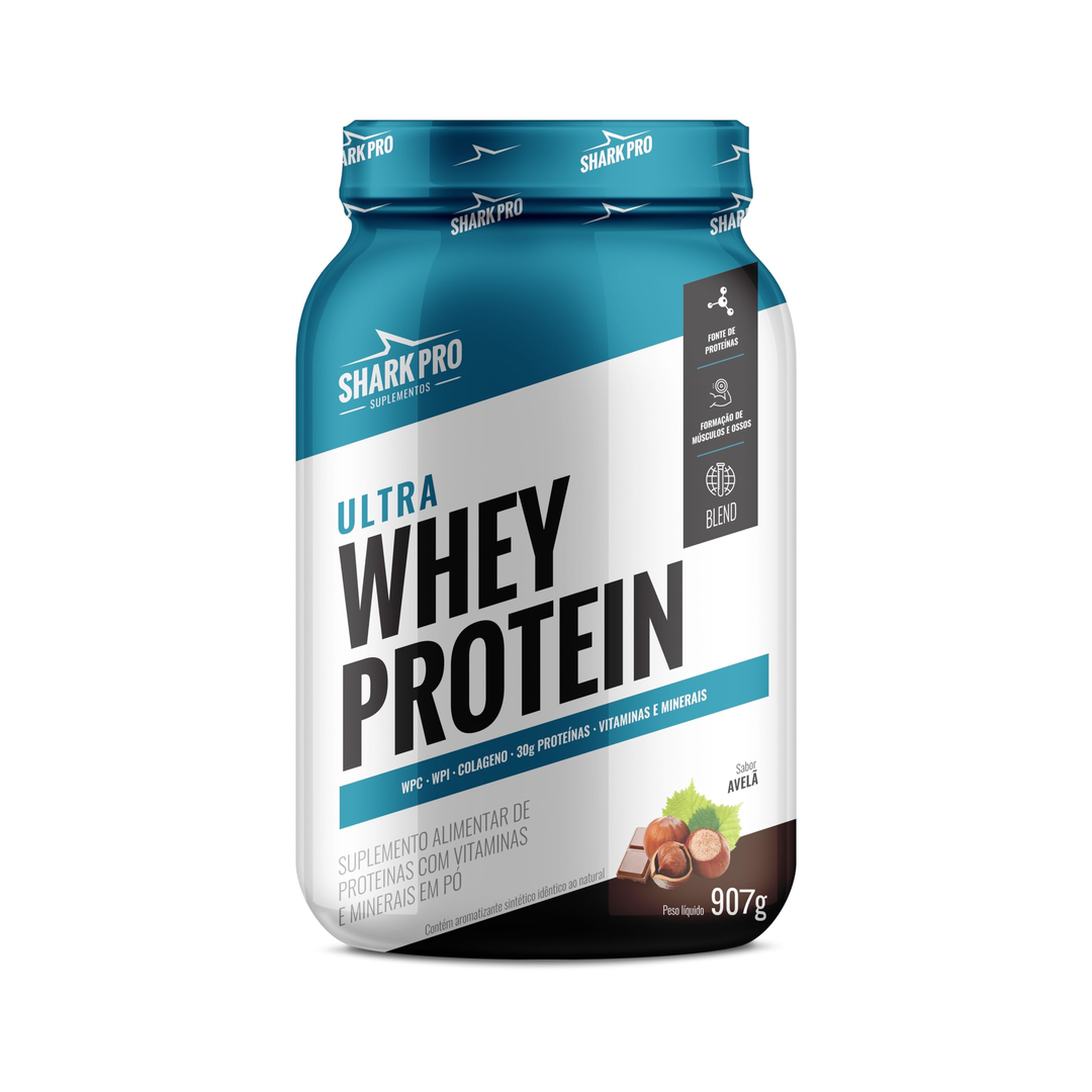 100% Whey Protein Concentrado 900g - Shark Pro Sabor Avelã