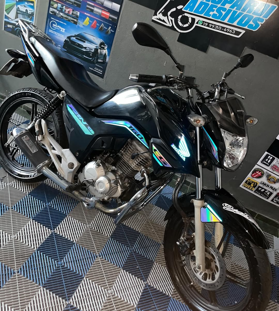 Kit de adesivos holográfico e azul refletivo