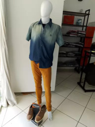 Camisa Jeans Masculina Azul Social Com Botões Manga Curta