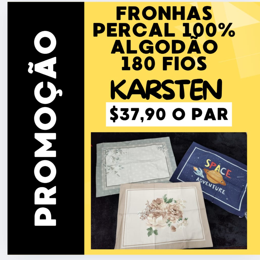 Fronhas Percal 100% Algodão 180 FIOS Karsten O PAR