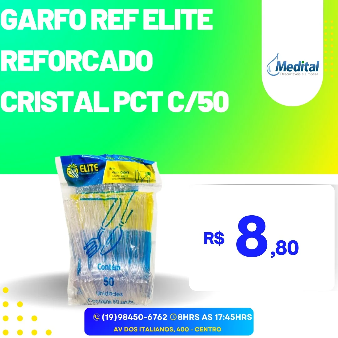 Garfo Ref Elite Reforçado Cristal Pct c/ 50