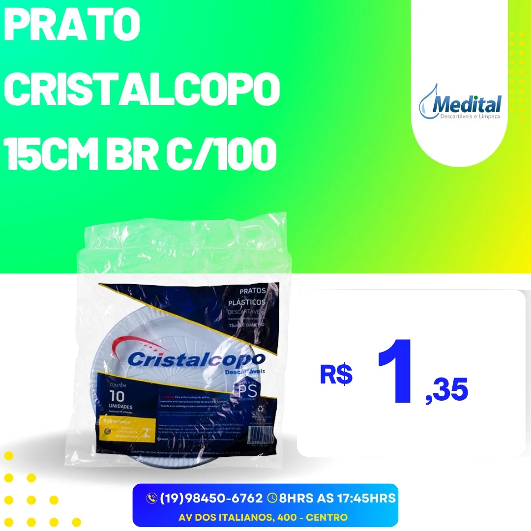 Prato Cristalcopo 15cm BR c/ 100