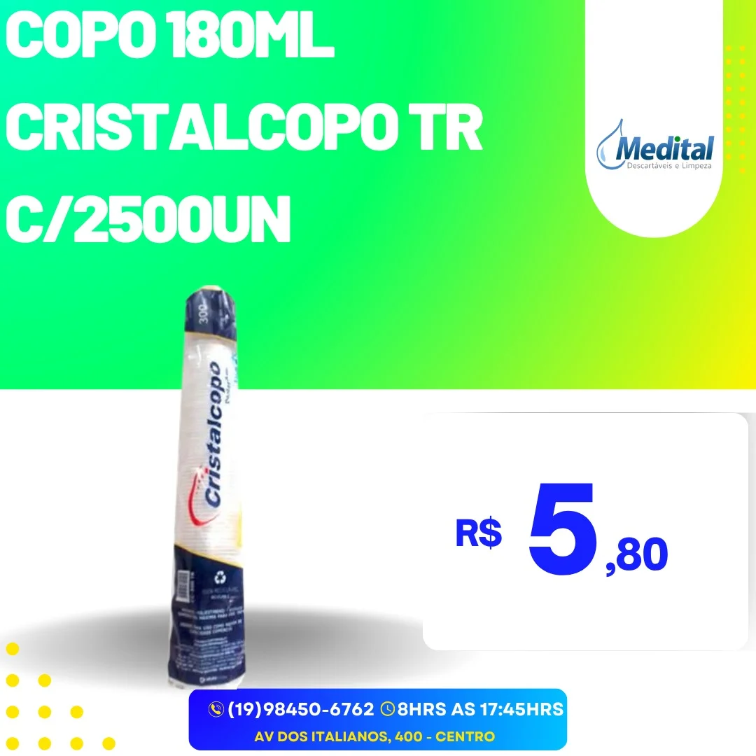 Copo 180ml Cristalcopo TR c/ 2500un