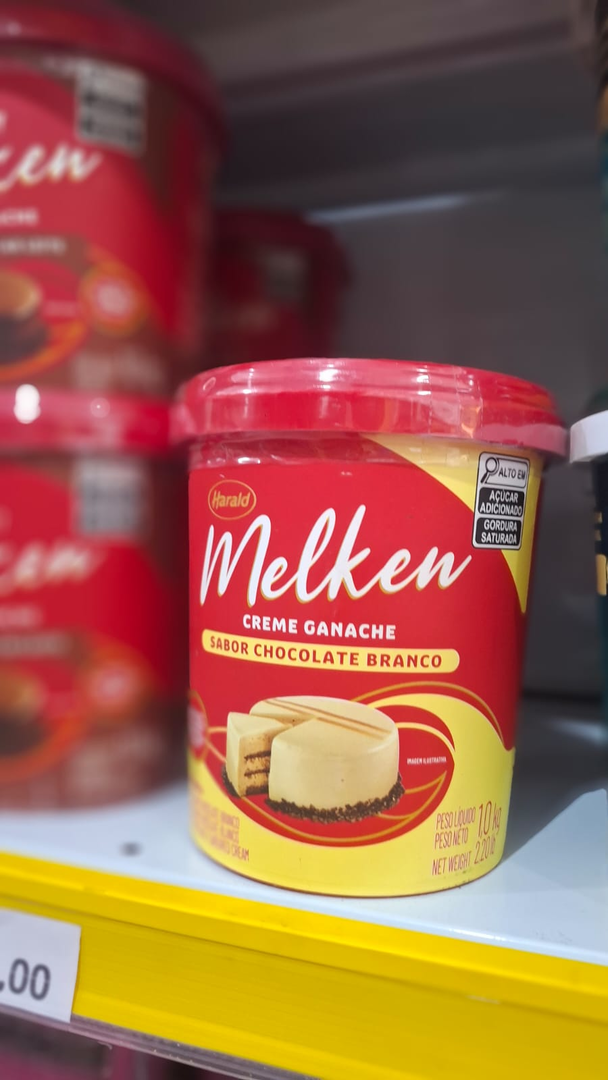 Creme Ganache Melken sabor Chocolate Branco em Balde 1,000kg - Harald