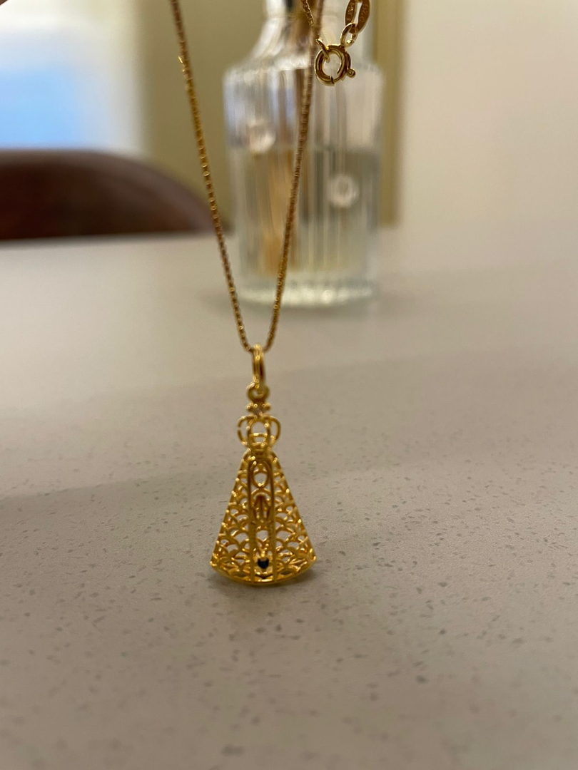Colar Nossa Senhora Folheado a Ouro